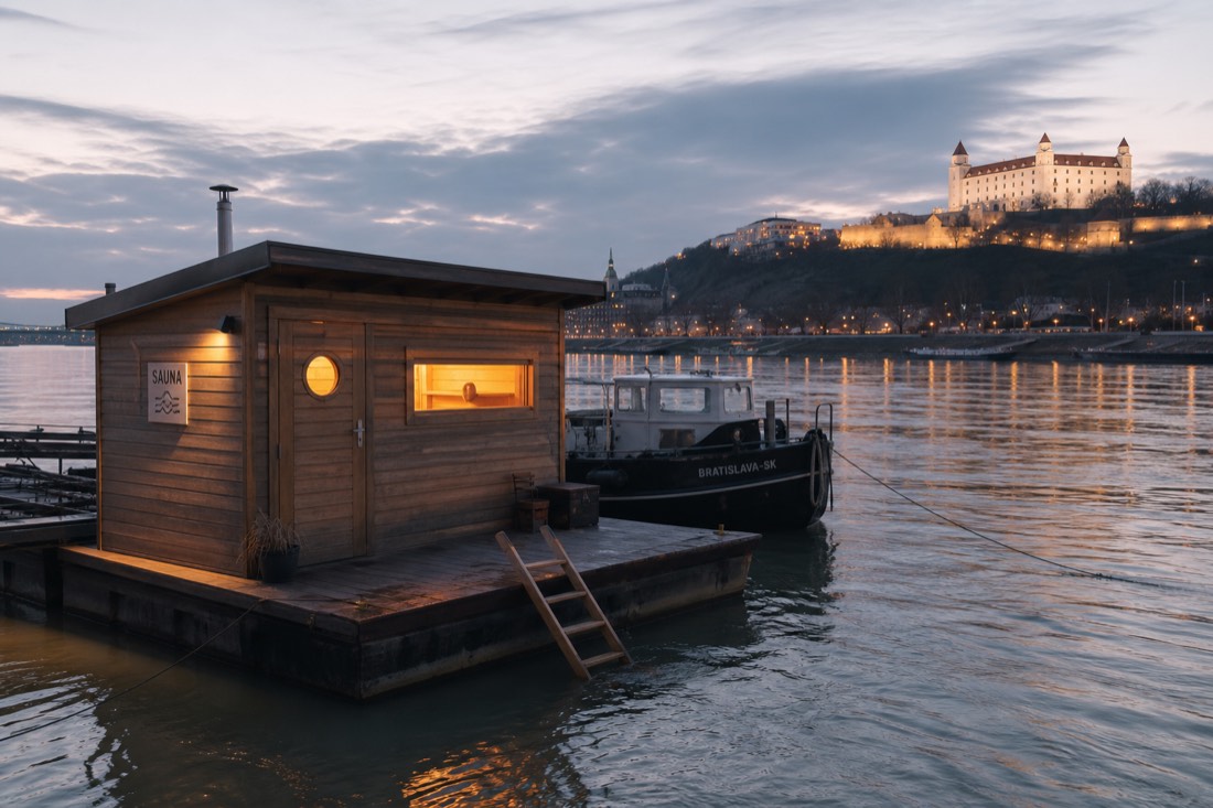 Plávajúca sauna Bobor na Dunaji v lokalite Staré Mesto